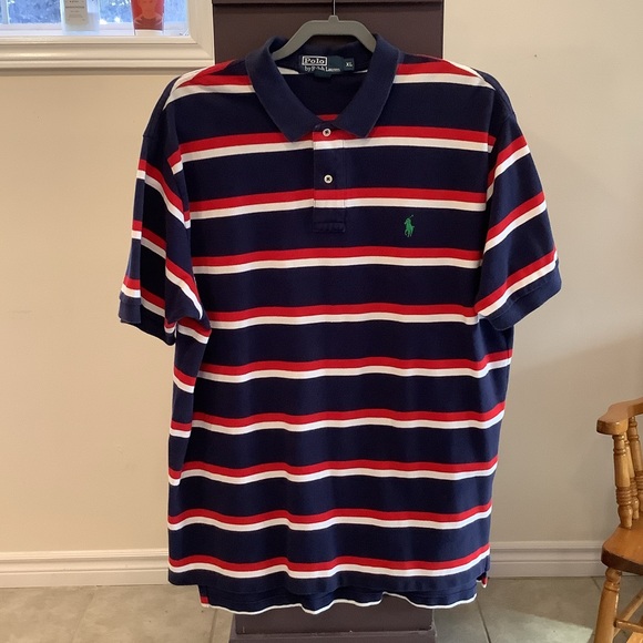 Polo Ralph Lauren Other - Polo by Ralph Lauren Striped Polo Shirt Navy Red White Cotton XL Y2K Preppy